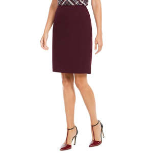 Gonna a tubino Calvin Klein da donna in morbido crepe viola, stile avvolgente in raso di cotone, taglia XS Petite, con spandex, aderente e lavorata a maglia - Product Image 1