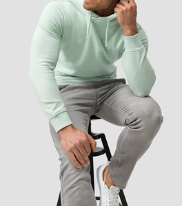 Poids léger à séchage rapide demande du client coupe ajustée taille couleur unie pull à manches longues sweats à capuche de mode sport pour hommes - Product Image 4