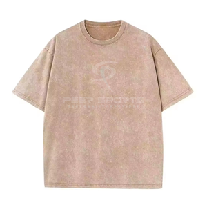 High Quality Acid Washed Vintage Knitted T-<b>Shirts</b> Customized Embroidery Eco-Friendly Quick Dry Lightweight 100% Cotton Women's - Product Image 2