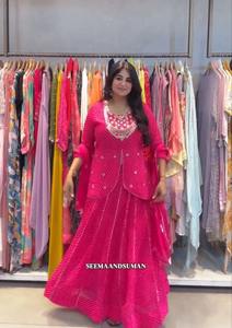 Neeta Création Georgette moderne brodé longueur au sol Lehenga Choli vente en gros OEM vêtements ethniques personnalisés - Product Image 4