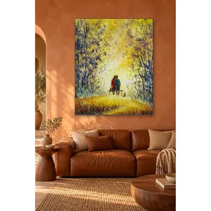 Impresión en Lienzo de Pareja Sentada en un Banco en un Bosque Otoñal Amarillo - Product Image 4