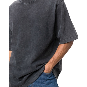 Venta al por mayor personalizado algodón ácido lavado Camiseta para los hombres de alta calidad transpirable tela de gran tamaño Fit - Product Image 2