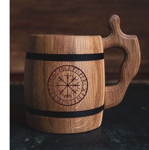 Taza rústica de madera hecha a mano para café, cerveza e hidromiel - Product Image 3