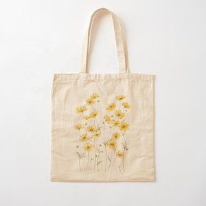 Vente en gros de sacs à provisions en toile de coton écologiques personnalisés réutilisables avec motif de lettres et logo imprimé pour le stockage des cosmétiques - Product Image 4