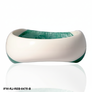 Handmade Two Tone Resin Bangle Green Marble & Cream <b>White</b> Chunky Statement <b>Bracelet</b> Jewelry for Women - Product Image 1