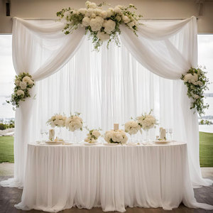 Chiffon Bianco Velo Matrimonio HUSHAX Champagne - Tenda Decorativa 75x600 Cm Per Cerimonie Velo Nuziale
