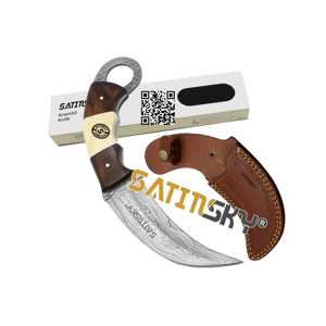 CUSTOM HECHO A MANO Manual Damasco Skinner Cuchillo Mango de madera Rosa 7 "Funda de cuero Regalo de caza Alto carbono 1095 + 15N20 CE - Product Image 6