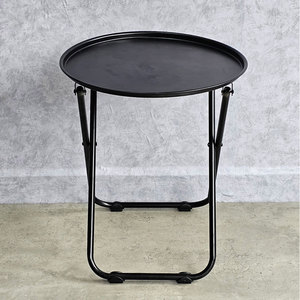 Minimalist Foldable <b>Round</b>-Top Lemon Tea <b>Table</b> Portable <b>Folding</b> <b>Table</b> BTC002 for Courtyard Kitchen Made Powder-Coated Iron Wood - Product Image 4