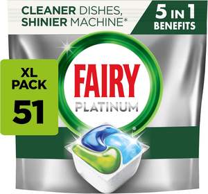 Tablettes lave-vaisselle Fairy Platinum Tout-en-1 - 51 dosettes, Original, Action nettoyante puissante - Product Image 2