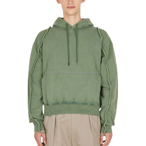 Sudadera con Capucha Corta de Algodón Vintage para Hombre, Sudadera con Capucha Extra Grande, Básica, de Felpa Gruesa, con Logotipo Personalizado - Product Image 1