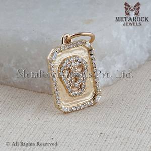 Colgante de diamante pavé, joyería de calavera de oro amarillo de 14k, colgante de oro cortado de Banguette, venta al por mayor - Product Image 5
