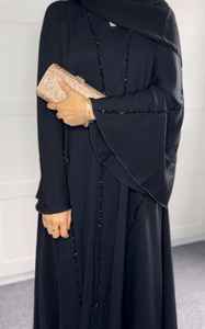 Abaya de Luxe en Soie Satinée Anti-Froissement Faite à la Main, Style Dubaï, à Manches Longues, pour Femmes, Robe Islamique Turque Petite, Vente en Gros et Personnalisée - Product Image 3