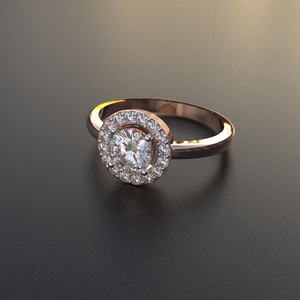 Avarta Jewellery Bague solitaire halo en or rose de 50 cents - Product Image 3