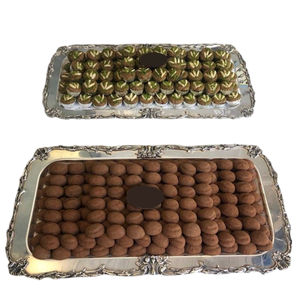 Bandeja de Chocolate decorativa para el hogar de diseño elegante, bandeja de Metal plateado de primera calidad, bandeja Rectangular al por mayor para celebraciones y eventos - Product Image 2