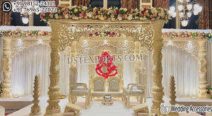 Scène de mariage traditionnelle à ouverture auxiliaire, avec thème Mandap, réception de mariage, de couleur dorée, pour mariage indien, - Product Image 6