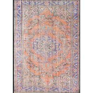 Alfombra de Lana Anudada a Mano de Gran Tamaño, Diseño de Medallón Rojo y Naranja, para Sala de Estar, Pasillo Rectangular, Modelo Pae-2861 - Product Image 1