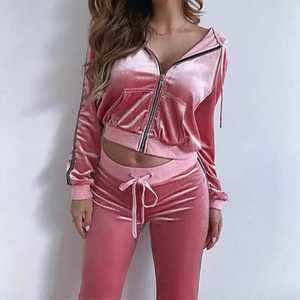 Conjunto Deportivo de Dos Piezas con Logotipo Personalizado, Sudadera Unisex de Algodón, Conjunto Deportivo de Terciopelo para Mujer - Product Image 1