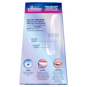 Tiras blanqueadoras Crest 3D White Sensitive White – Kit de blanqueamiento dental, 18 tratamientos, cada una con 1 superior/1 inferior, 36 tiras - Product Image 3