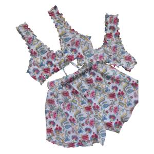 Conjunto de Pijama de Verano para Mujer, 3 Piezas, Brasier, Pantalones Cortos y Camiseta, Estampado a Mano - Product Image 5