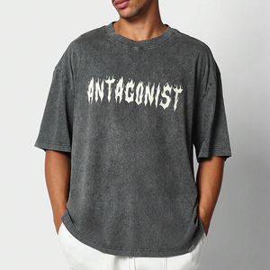 เสื้อยืดแนวสตรีทเสื้อยืดลายกราฟิกวินเทจแบบกำหนดเองเสื้อยืดลายพระอาทิตย์จางลงทำให้มีความหนา275แกรมผ้าฝ้ายฟอกสีกรดเสื้อยืดฟิตเนส - Product Image 1