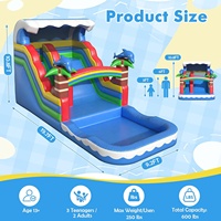 Toboggan aquatique gonflable tropical de 21 pieds avec piscine, motif dauphin arc-en-ciel, pour enfants, usage commercial, en PVC, pour jardin