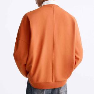 สเวตเชิ้ตแบบยาวของผู้ชายเสื้อสเวตเชิ้ตแบบพอดีตัวปกติทำจากผ้าฝ้าย100% มีสไตล์สีพื้น2025 - Product Image 2