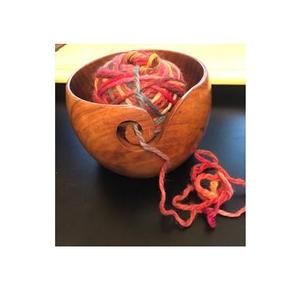 Cuenco de hilo de madera duradero de Mangowood, diseño suave para ganchillo y artesanía, almacenamiento de hilo de estilo moderno de la India - Product Image 2