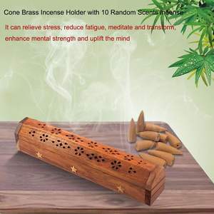 Brûleur d'encens en forme de cercueil (30 cm) avec 10 encens à reflux parfumés aléatoirement, boîte d'aromathérapie en bois - Product Image 6