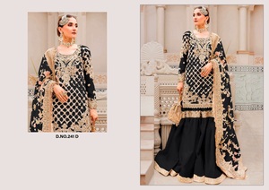 Nouveau costume en organza lourd et mat avec broderie et travail manuel, dupatta fantaisie pour la vente en gros de vêtements indiens et pakistanais - Product Image 3