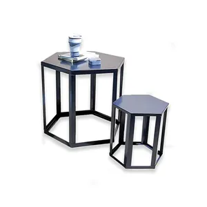优质时尚金属六角形茶几设计用于放置在沙发或座位区前面