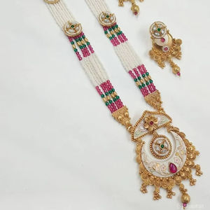 INDIAN TRADITIONAL <b>and</b> FASHIONABLE COPPER JEWELLERY <b>BRIDAL</b> WEDDING JEWELLERY <b>SET</b> for WOMEN <b>EARRINGS</b> <b>and</b> <b>NECKLACE</b> <b>SET</b> - Product Image 1