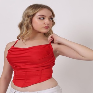 2025 tendance femmes rouge Corset haut sangle personnalisée col bénitier conception Sexy mode sangle arrière conception haut de l'Inde - Product Image 3
