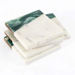 High Quality Marble <b>Green</b> & White Stone <b>Coasters</b> Mats & Pads for Home Office & Restaurant Office Use - Product Image 1