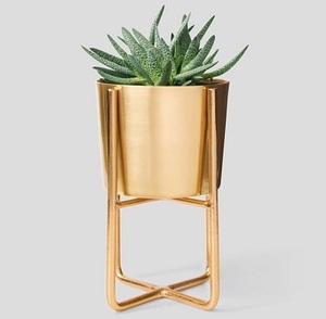 Pot de fleurs en métal Design à la mode avec support couleur or en forme de U pour la maison balcon salon décoration jardinières - Product Image 6