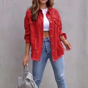 Jeans décontractés pour femmes Vestes en jean Outwear Veste d'automne Manteau boutonné en jean Veste en jean surdimensionnée pour dames - Product Image 5