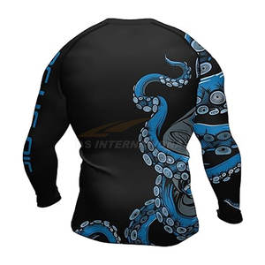 Loose Fit BJJ Rash Guard Hombres de manga larga MMA Jiu Jitsu Camisa de entrenamiento Stretch Quick Dry Grappling Top No Gi Compression - Product Image 3