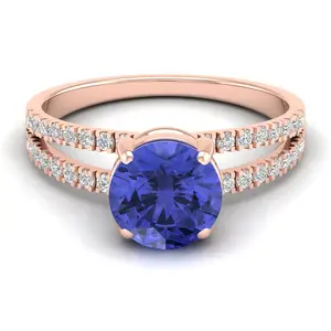 Tanzanite Serenity Exquisite Rose Gold Women's Handmade Ring 18k Solid Rose Gold December Birthstone Meditation Diamond Ring
