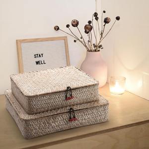 Ensemble de 2 boîtes de rangement en herbe de mer, boîte de rangement artisanale, écologique, naturelle, décoration intérieure et extérieure, vente en gros du Vietnam - Product Image 6