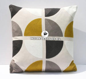 Housse de coussin en laine motif vintage unique Crewel broderie point de chaîne Textiles indiens faits à la main pour canapé canapé salon - Product Image 2