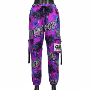 กางเกงวินด์เบรกเกอร์ผู้หญิง คุณภาพสูง โพลีเอสเตอร์ นุ่ม ทนลม สีม่วง สไตล์สตรีท รับสกรีนโลโก้ กางเกงวินด์เบรกเกอร์ - Product Image 1