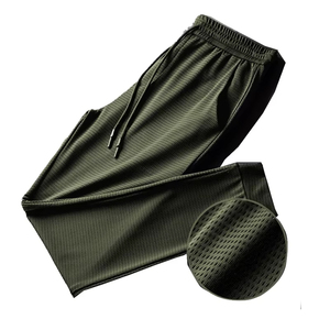 Pantalon de <span class=keywords><strong>Jogging</strong></span> en Maille Soie Glacée pour Hommes, Séchage Rapide, Coupe <span class=keywords><strong>Slim</strong></span>, Sport, Survêtement, Taille Élastique, Décontracté, Grandes Tailles pour Adolescents - Product Image 1