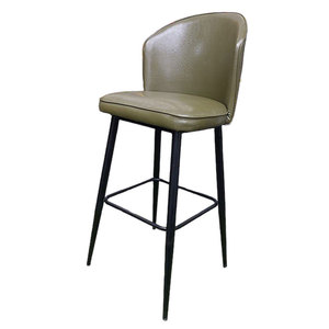 Contemporary GBSK009 Bar <b>Stool</b> Farmhouse Style with Faux Leather <b>Cushion</b> and Metal Legs for Kitchen Club or Home Bar Use - Product Image 2