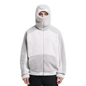 Pull unisexe pour hommes, molleton à fermeture éclair, moelleux et épais, sweats à capuche Sherpa Ninja avec visage masqué, vente en gros sur mesure - Product Image 4