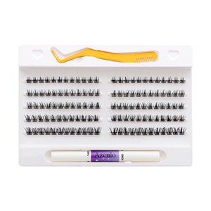 Azenlo 40P Volumen Seda Pestañas Postizas Extensión Set 200pcs 10mm-16mm Paquete de Racimos con Tira Rizadora - Product Image 5