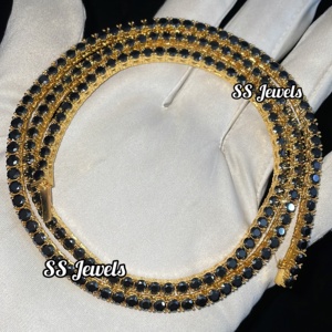 Chaîne de tennis de luxe de 4 mm en argent sterling 925 avec moissanite noire VVS plaquée rhodium, collier de tennis unisexe glacé - Product Image 3