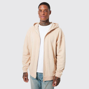 Sweat à capuche à fermeture éclair intégrale en molleton lourd personnalisé avec logo pour homme, hiver, 100% coton, imprimé numérique avec col à capuche - Product Image 1