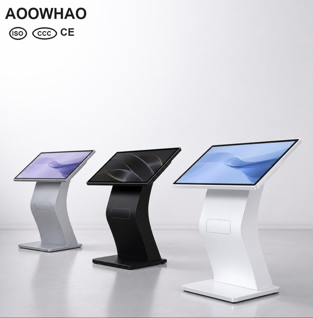 AOOWHAO 4K Anti Glare Self Service Ordering Kiosk Touch Screen Android Floor Standing Interactive Kiosk for Restaurant