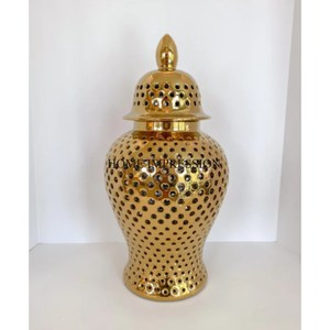 Dernier modèle d'arrivée Look attrayant Métal robuste de haute qualité Plaqué or Centre de table et décoration Pot de gingembre Fourniture - Product Image 1