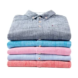 SK hommes grande taille lin coton <span class=keywords><strong>chemise</strong></span> couleur unie à manches longues confortable décontracté Anti-rides respirant Cool pour l'été printemps - Product Image 6