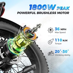 M1 Pro & M2 Pro Electric Bike Combo, 1800W Peak Motor Fat pneumatico E bici per adulti, mountain Bike elettrica da 36mph - Product Image 3